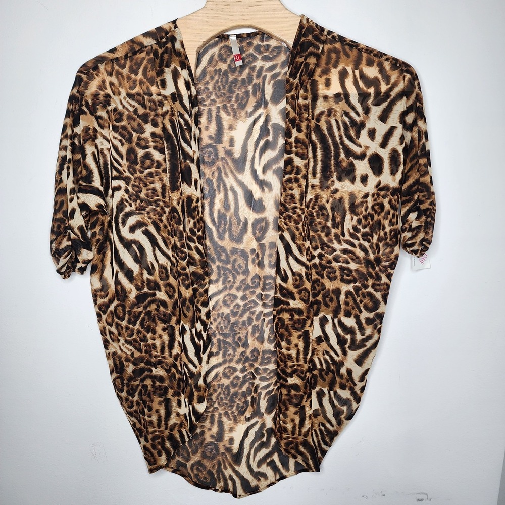 Pink Lily Boutique Women's Open Front‎ Kimono Cover up size S Animal Print NWT